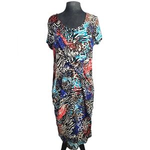 Miss Tina By Tina Knowles Multicolor Animal Print Dress